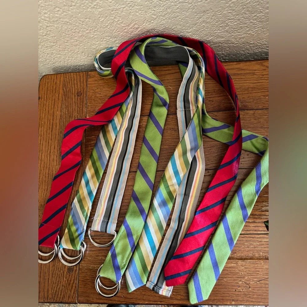 (4) Women’s Belt Lot Ribbon Silk Woven D Ring Colorful Preppy Acadamia Spring - Picture 6 of 9